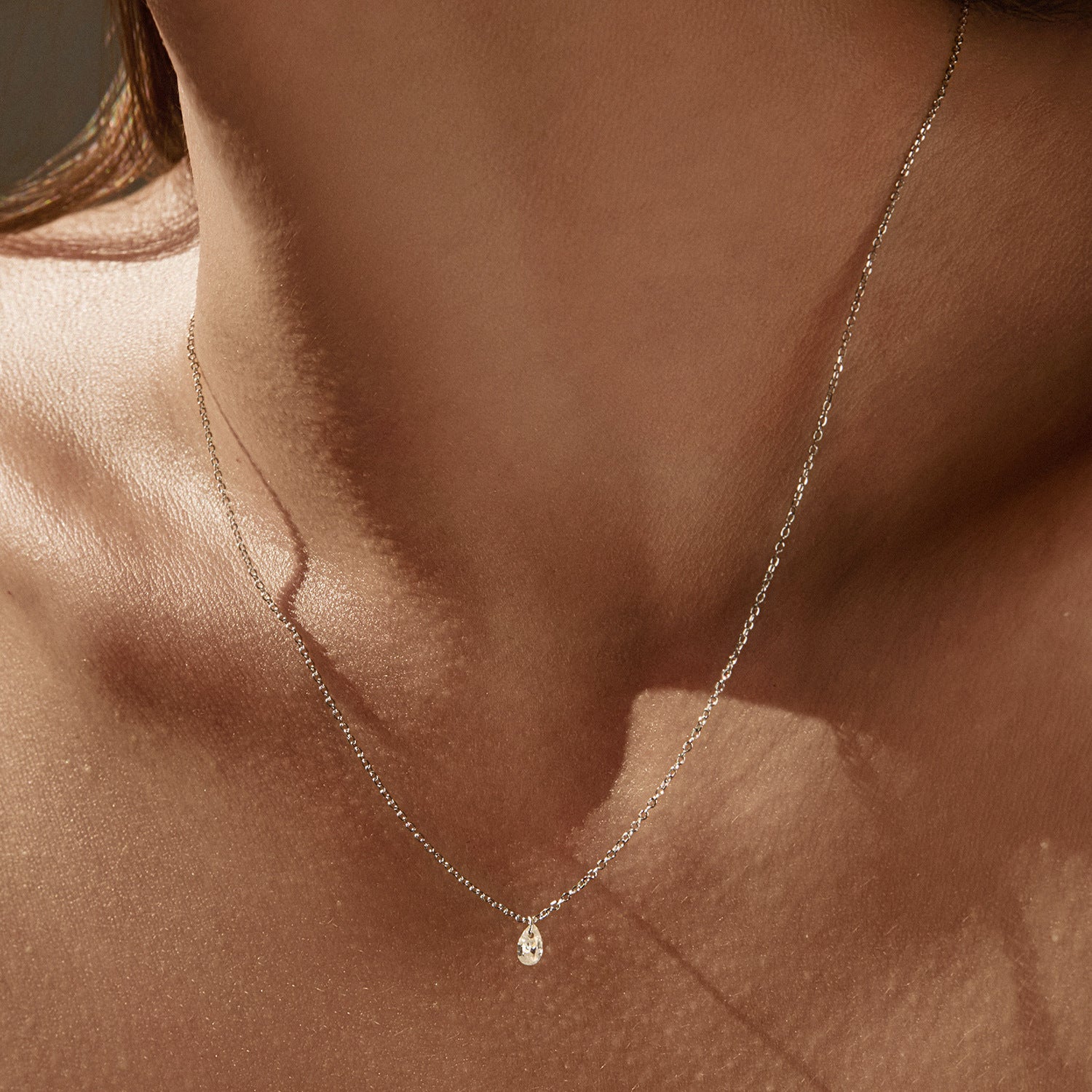 925 Sterling Silver Pear Cut Moissanite Necklace 110300035