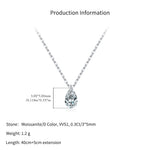 925 Sterling Silver 0.3ct Moissanite Pear Cut Pendant Necklace 110300035