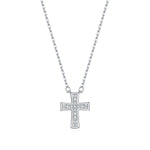 925 Sterling Silver Pave Moissanite Cross Pendant Necklace