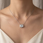925 Sterling Silver Eight-Prong Zircon Moissanite Pendant Necklace 110300041