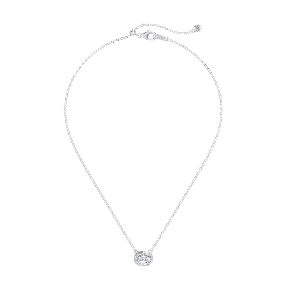 925 Sterling Silver Eight-Prong Zircon Moissanite Pendant Necklace 110300041