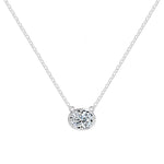 925 Sterling Silver Eight-Prong Zircon Moissanite Pendant Necklace 110300041
