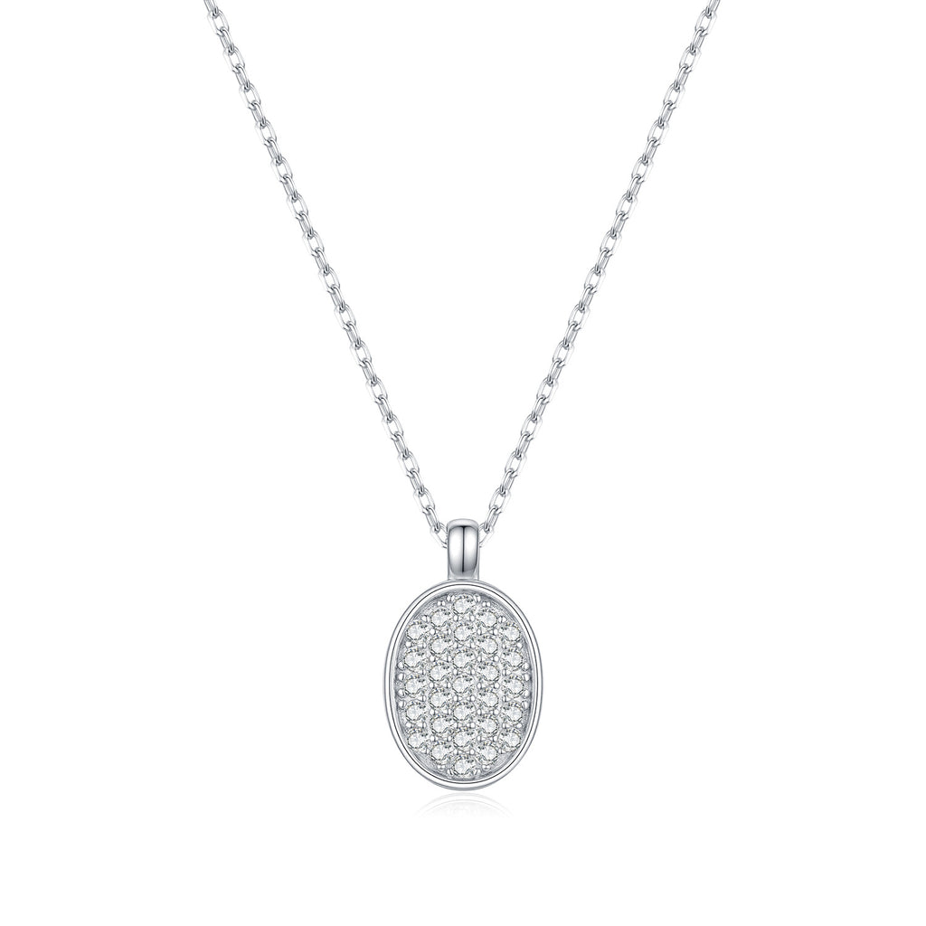 925 Sterling Silver Moissanite Oval Pendant Necklace 110300042