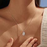925 Sterling Silver Moissanite Oval Pendant Necklace 110300042