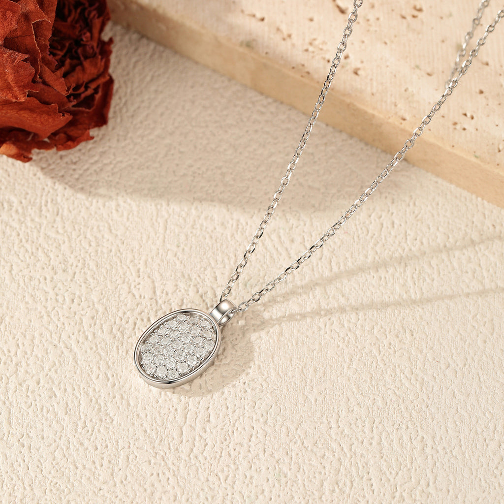925 Sterling Silver Moissanite Oval Pendant Necklace 110300042