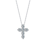 925 Sterling Silver Moissanite Cross Faith Necklace 110300043