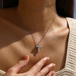 925 Sterling Silver Moissanite Cross Faith Necklace 110300043