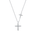 925 Sterling Silver Moissanite Double Cross Necklace 110300044
