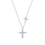 925 Sterling Silver Moissanite Double Cross Necklace 110300044