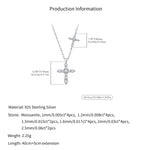925 Sterling Silver Moissanite Double Cross Necklace 110300044