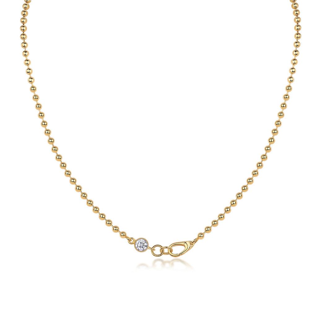 925 Sterling Silver 0.5ct Moissanite Beaded Chain Necklace 110300045