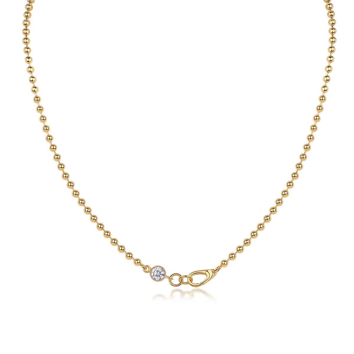 925 Sterling Silver 0.5ct Moissanite Beaded Chain Necklace 110300045