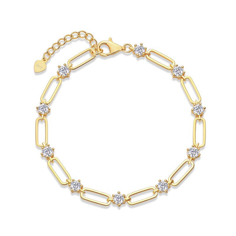 925 Sterling Silver Moissanite Paperclip Chain Bracelet 110400016