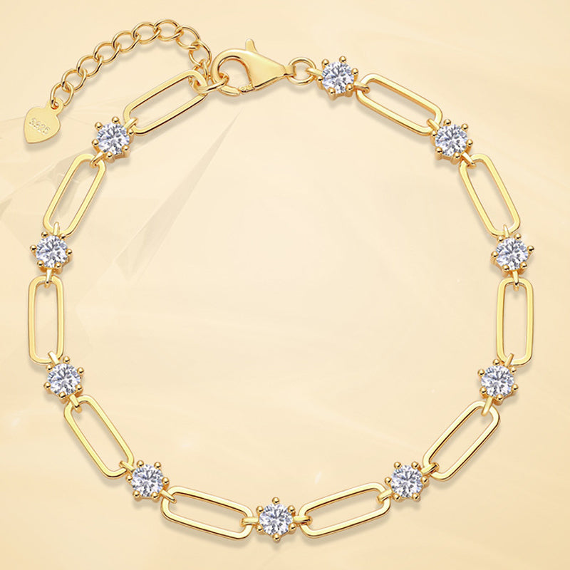 925 Sterling Silver Moissanite Paperclip Chain Bracelet 110400016