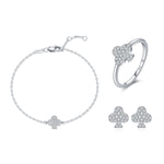 925 Sterling Silver Moissanite Pave Club Suit Bracelet