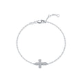 925 Sterling Silver Moissanite Pavé Cross Bracelet 110400018