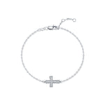 925 Sterling Silver Moissanite Pavé Cross Bracelet 110400018