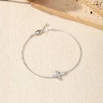 925 Sterling Silver Moissanite Pavé Cross Bracelet 110400018