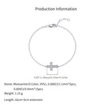 925 Sterling Silver Moissanite Pavé Cross Bracelet 110400018