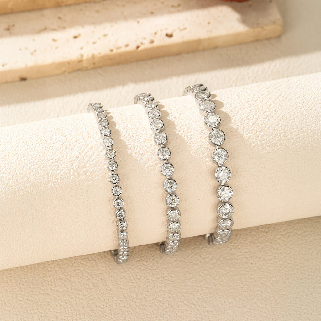 925 Sterling Silver Bezel Set Moissanite Bubble Tennis Bracelet 110400019