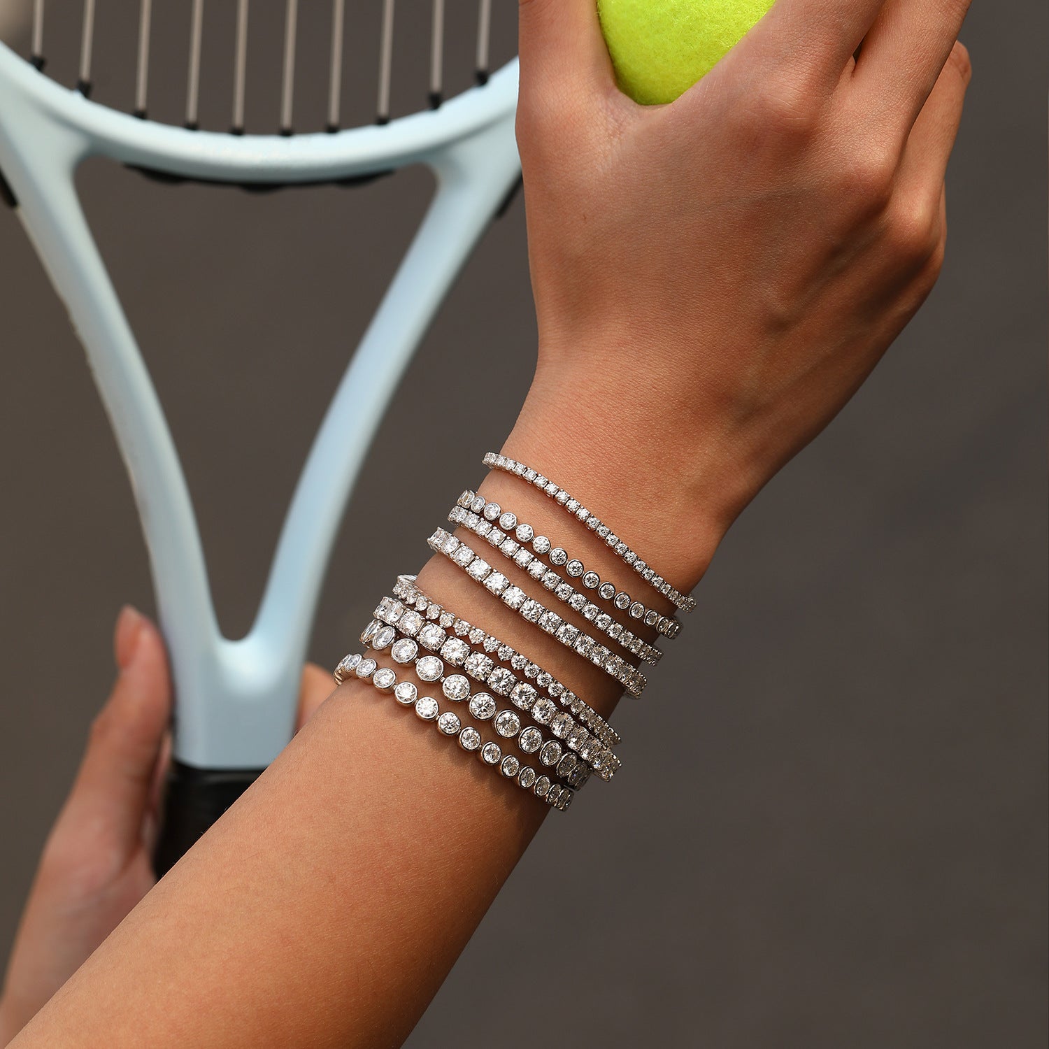 925 Sterling Silver Bezel Set Moissanite Bubble Tennis Bracelet 110400019