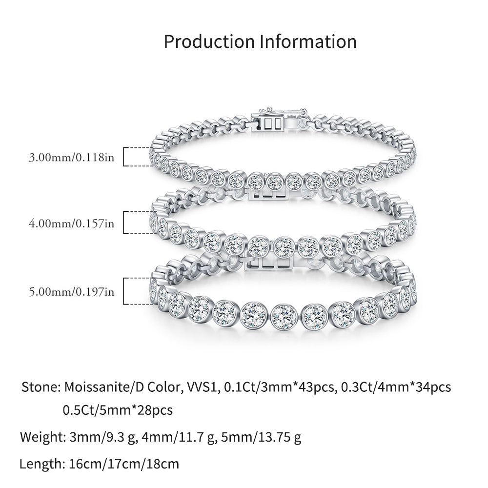 925 Sterling Silver Bezel Set Moissanite Bubble Tennis Bracelet 110400019
