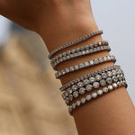 925 Sterling Silver Bezel Set Moissanite Bubble Tennis Bracelet 110400019