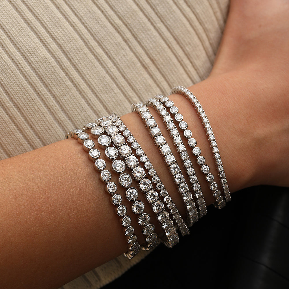 925 Sterling Silver Bezel Set Moissanite Bubble Tennis Bracelet 110400019
