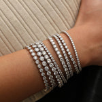 925 Sterling Silver Bezel Set Moissanite Bubble Tennis Bracelet 110400019