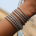 925 Sterling Silver Bezel Set Moissanite Bubble Tennis Bracelet 110400019
