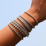 925 Sterling Silver Bezel Set Moissanite Bubble Tennis Bracelet 110400019