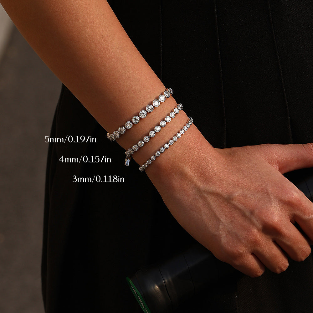 925 Sterling Silver Bezel Set Moissanite Bubble Tennis Bracelet 110400019