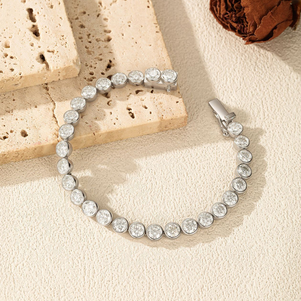 925 Sterling Silver Bezel Set Moissanite Bubble Tennis Bracelet 110400019