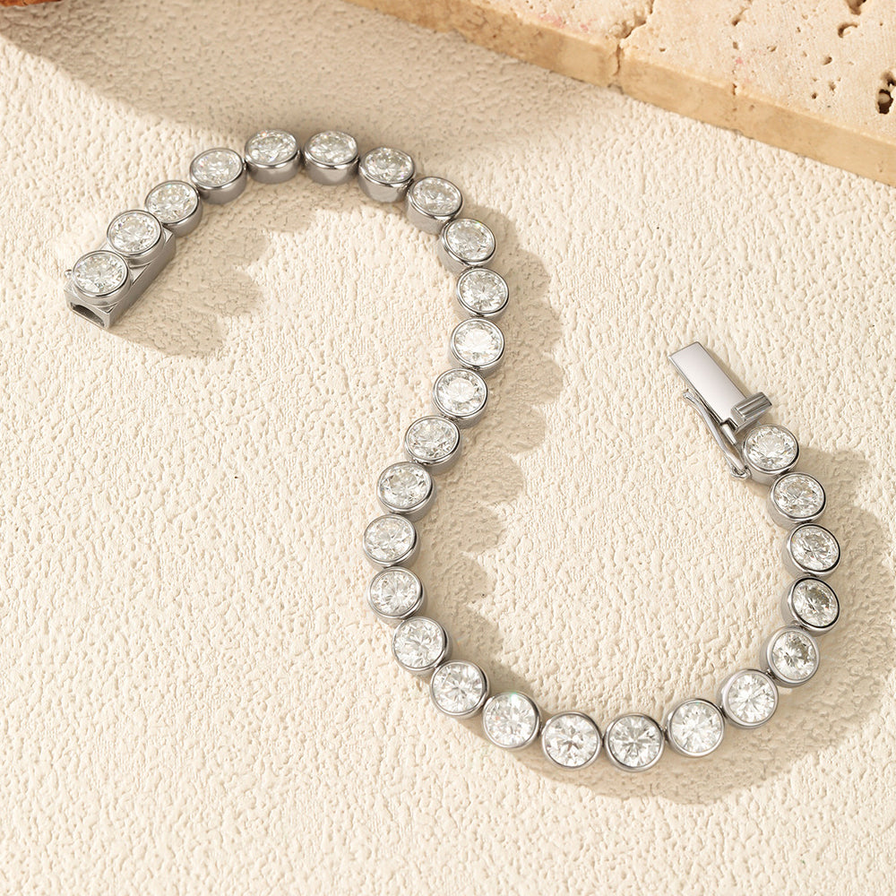 925 Sterling Silver Bezel Set Moissanite Bubble Tennis Bracelet 110400019