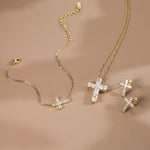 925 Sterling Silver Moissanite Cross Bracelet 110400020