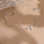 925 Sterling Silver Moissanite Cross Bracelet 110400020