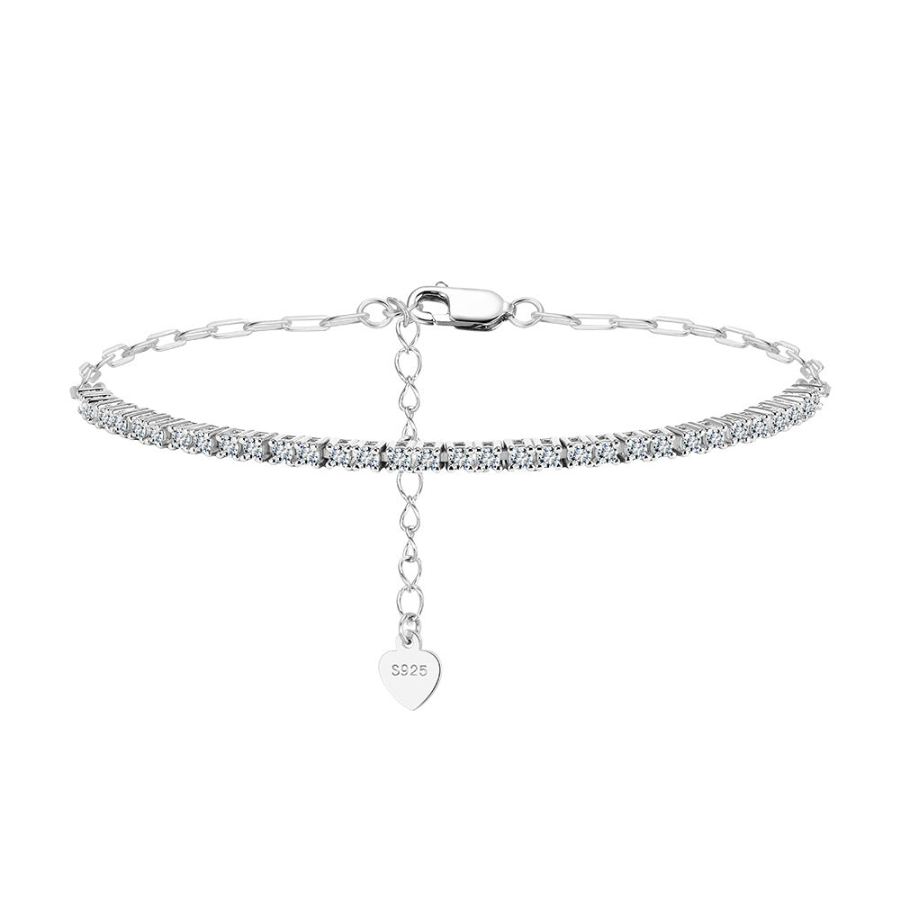 925 Sterling Silver 1.5mm Moissanite Adjustable Tennis Bracelet 110400022
