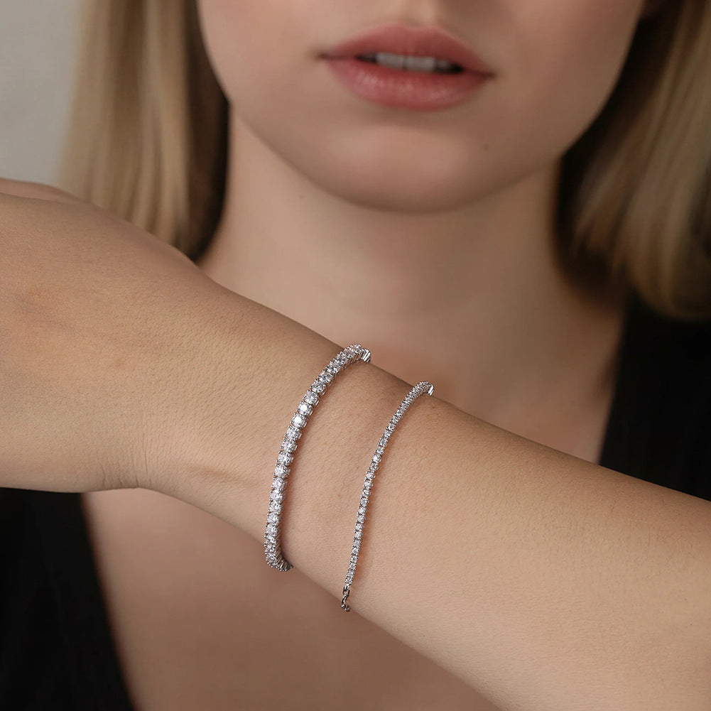 925 Sterling Silver 1.5mm Moissanite Adjustable Tennis Bracelet 110400022