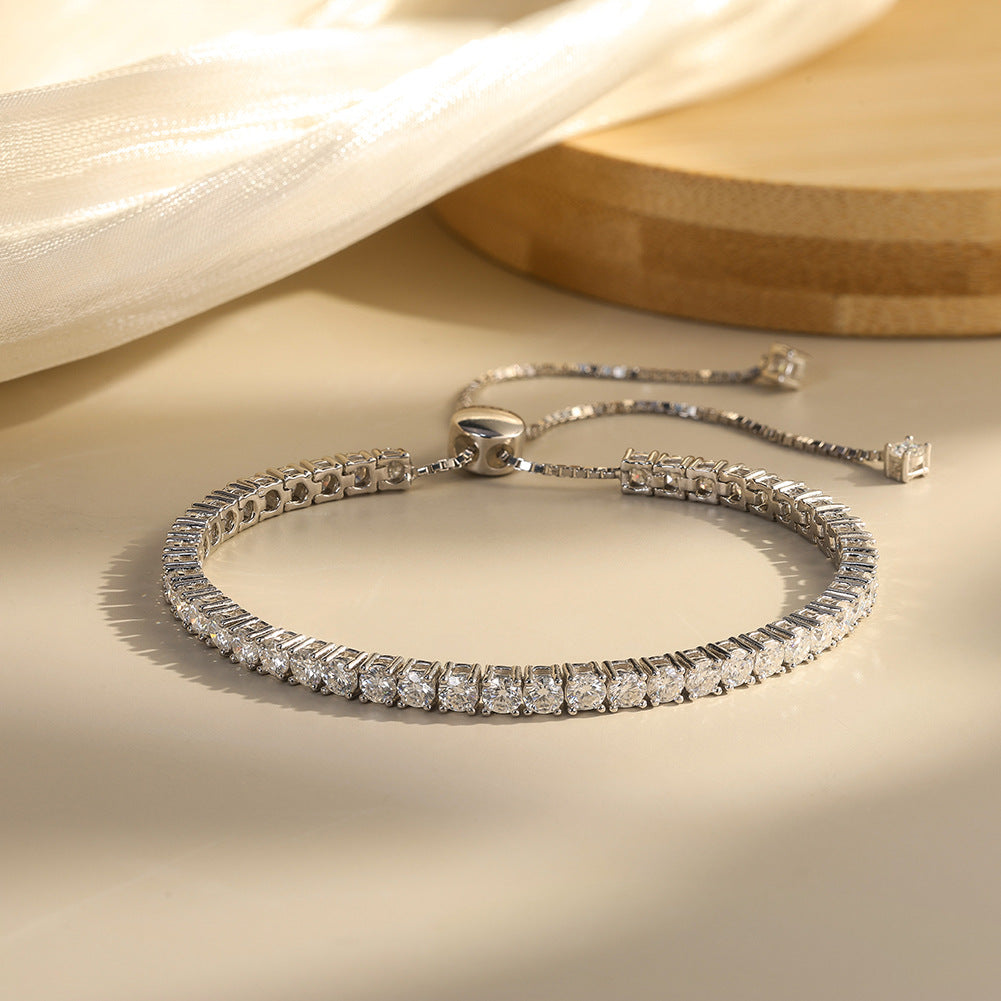 925 Sterling Silver 3mm Moissanite Adjustable Tennis Bracelet 110400024