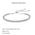 925 Sterling Silver 3mm Moissanite Adjustable Tennis Bracelet 110400024