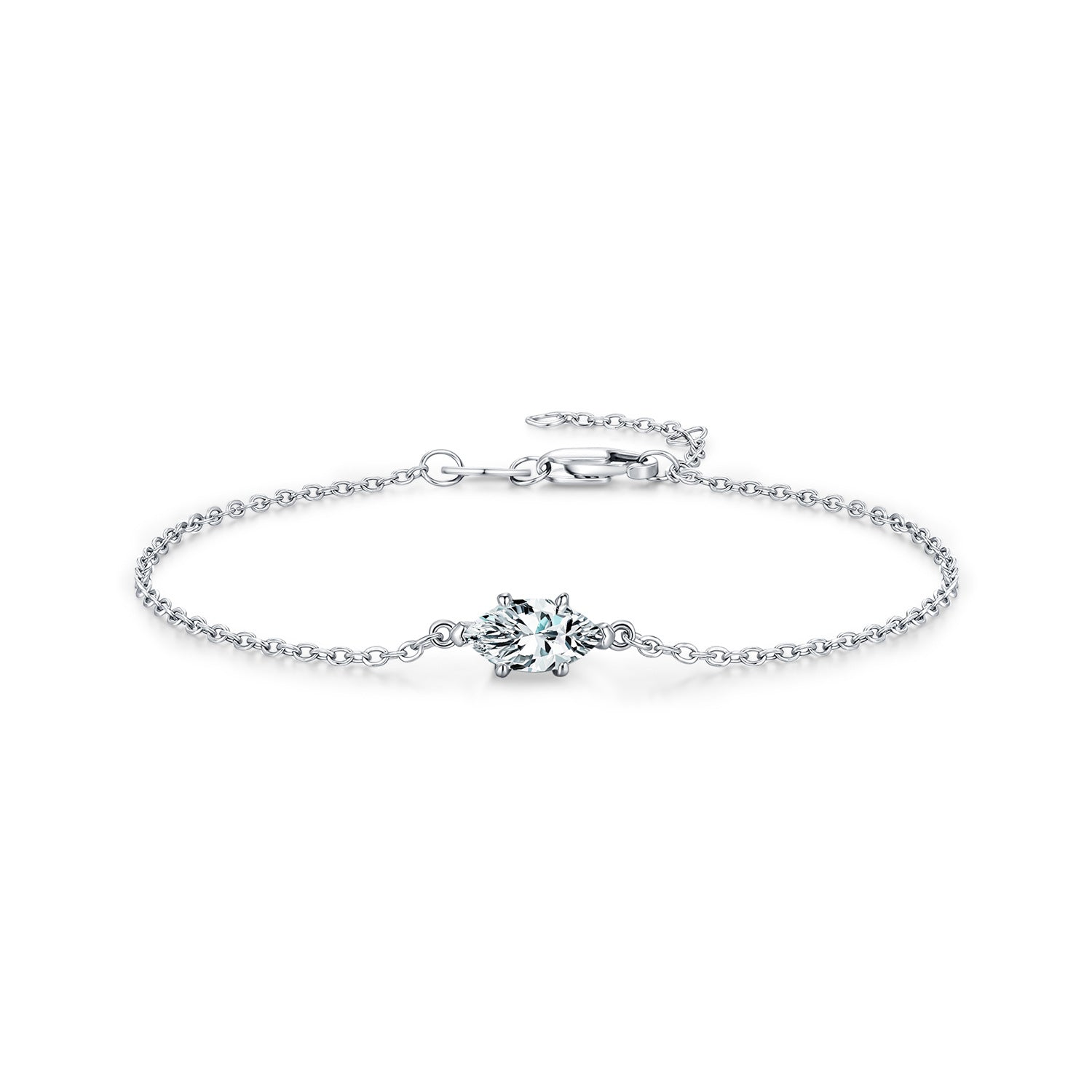 925 Sterling Silver 0.5ct Marquise Moissanite Bracelet 110400025
