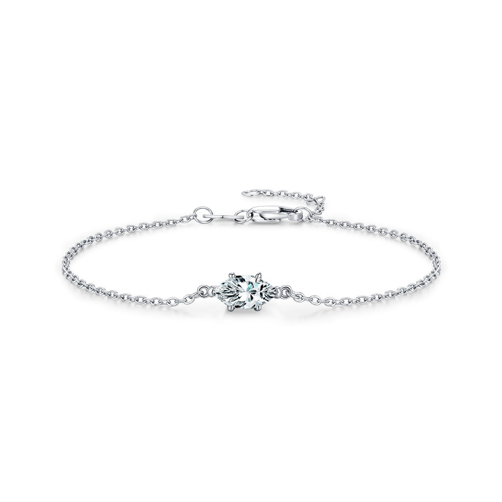 925 Sterling Silver 0.5ct Marquise Moissanite Bracelet 110400025