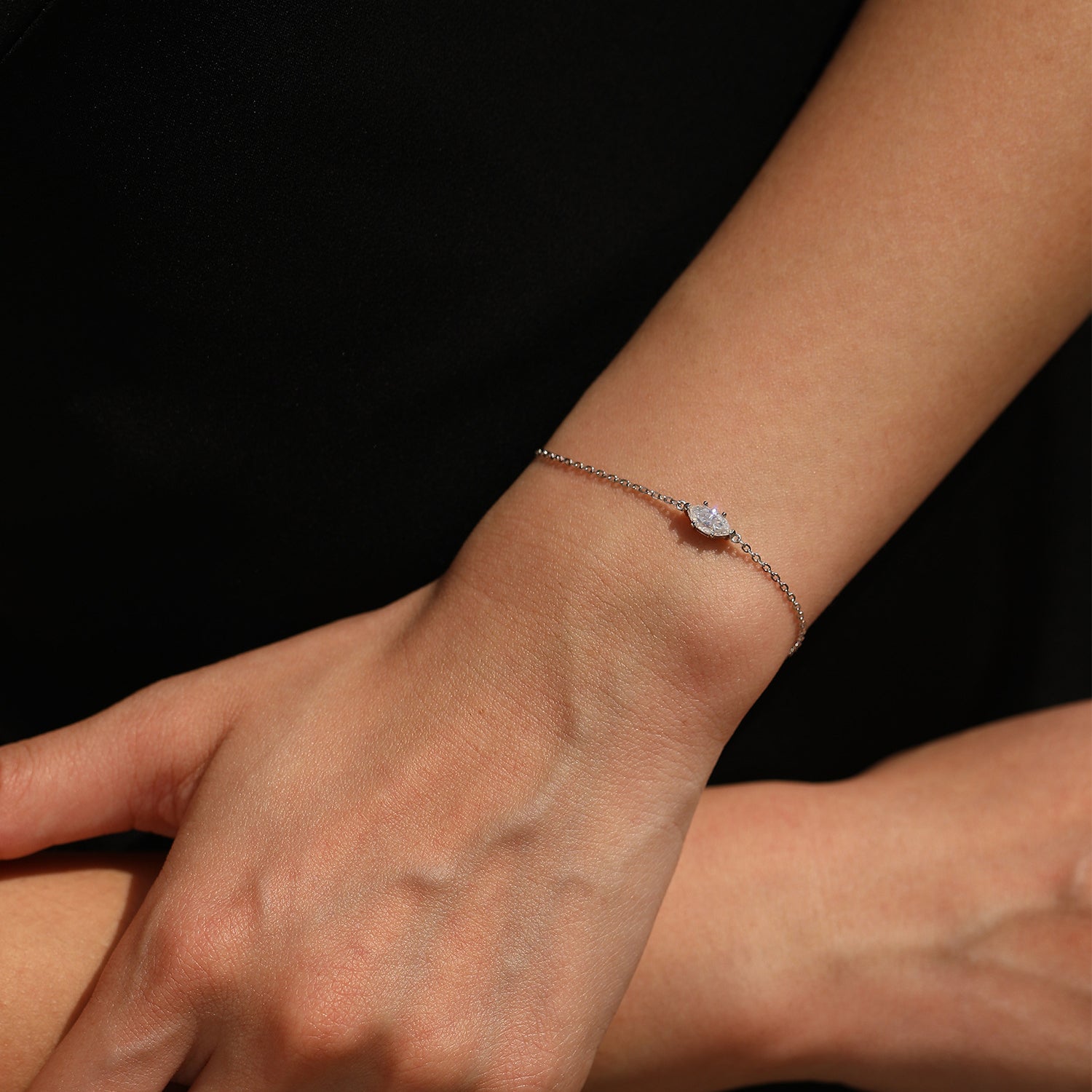 925 Sterling Silver 0.5ct Marquise Moissanite Bracelet 110400025