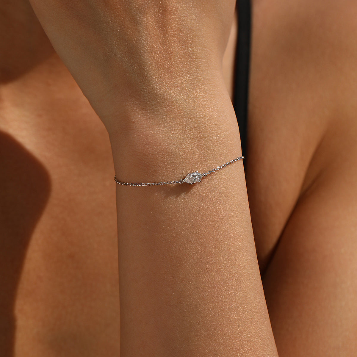 925 Sterling Silver 0.5ct Marquise Moissanite Bracelet 110400025