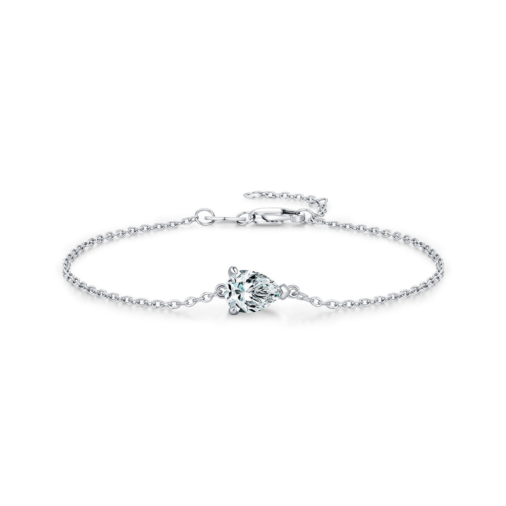 925 Sterling Silver Pear Cut Moissanite Bracelet 110400026