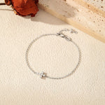 925 Sterling Silver Moissanite Double Cross Bracelet 110400027