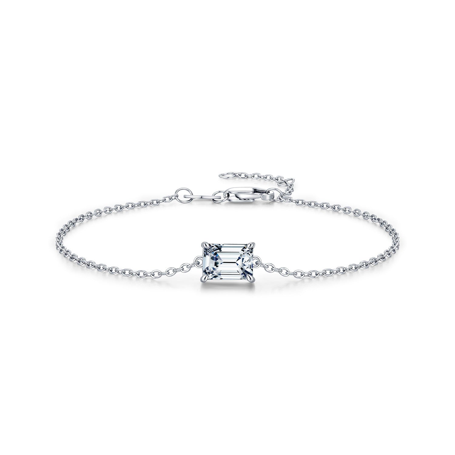 925 Sterling Silver Emerald Cut 1ct Moissanite Bracelet 110400028
