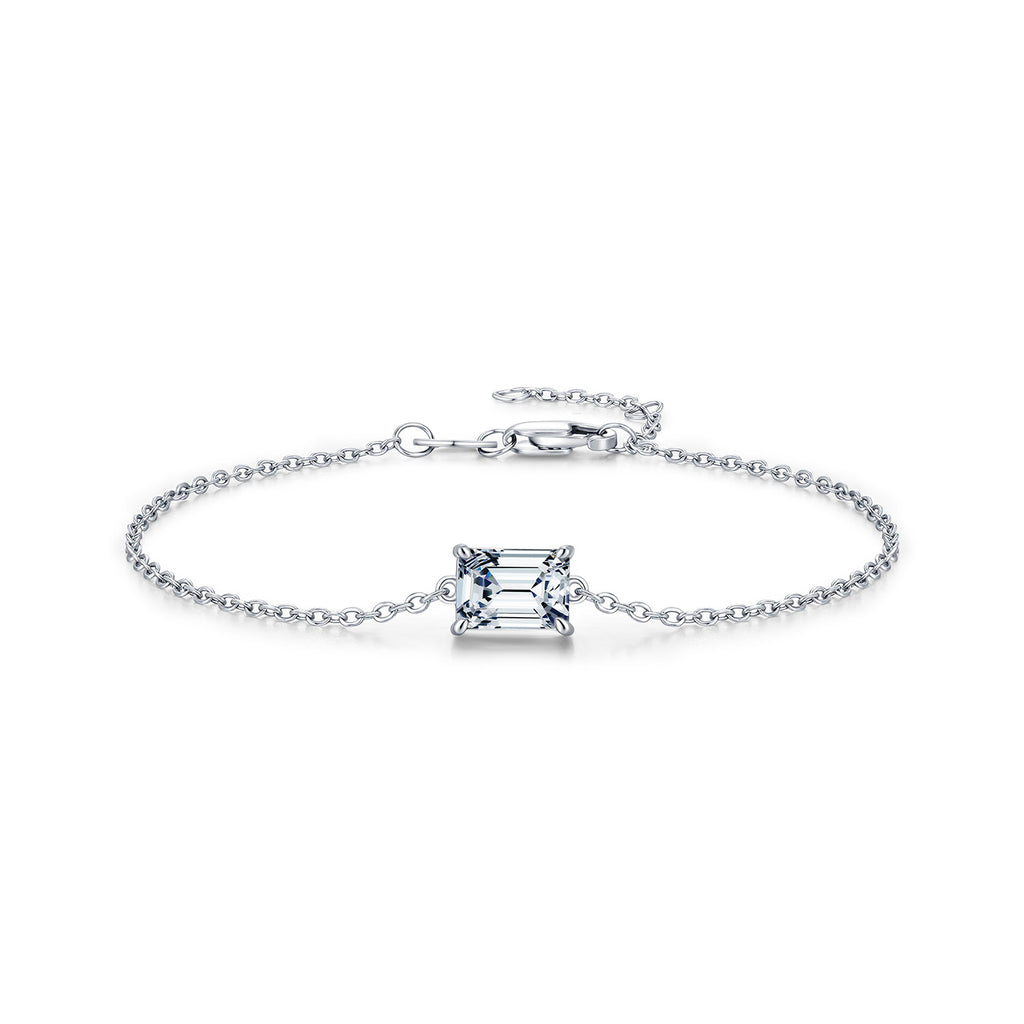 925 Sterling Silver Emerald Cut 1ct Moissanite Bracelet 110400028