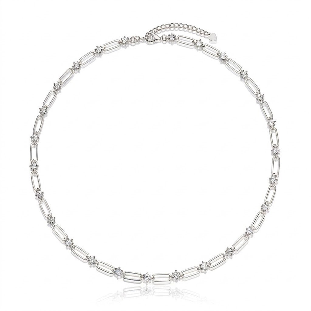 925 Sterling Silver 0.3Ct Moissanite Paperclip Chain Necklace 110300033