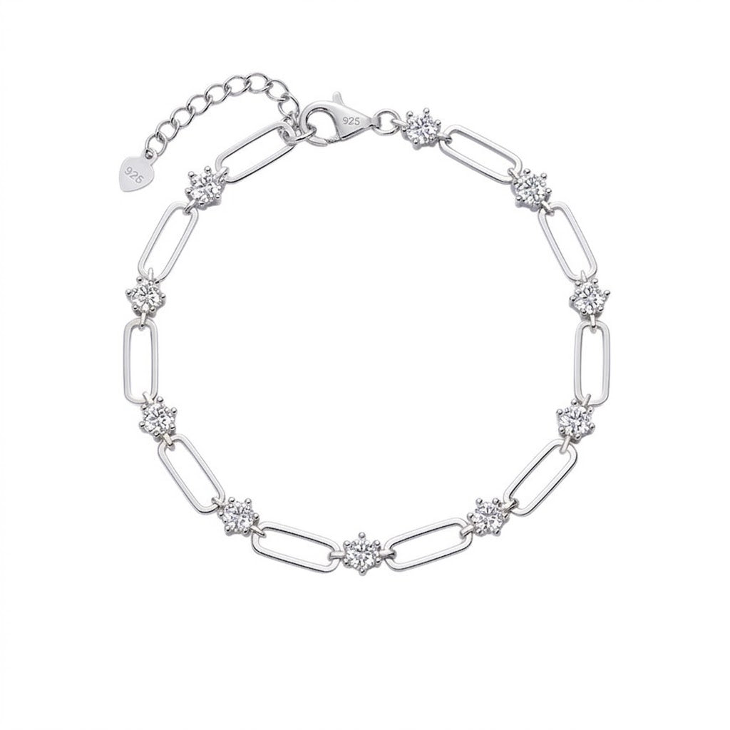 925 Sterling Silver Moissanite Paperclip Chain Bracelet 110400016